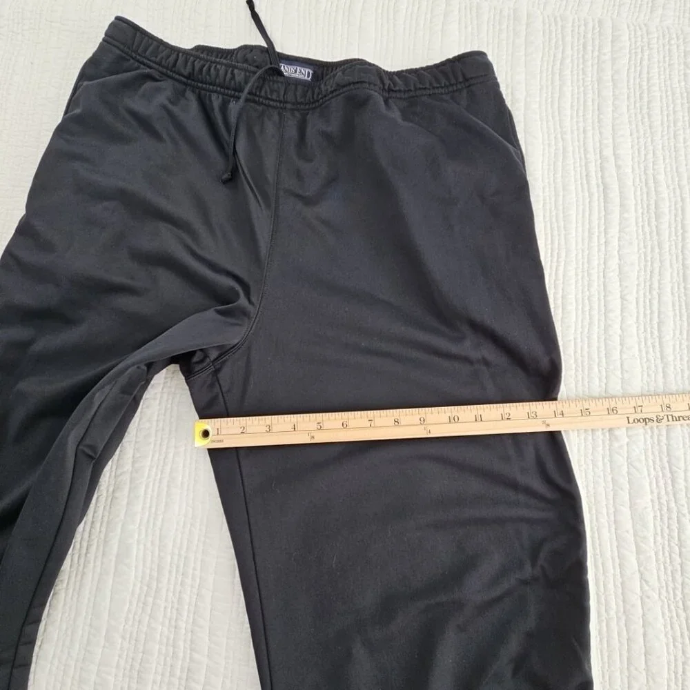 Lands' End Double‎ Stripe Jogger Men's XL (40-42) Black Drawstring Elastic Waist